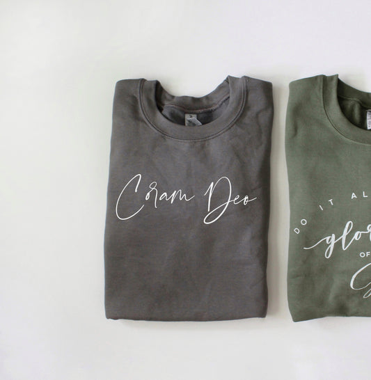 Coram Deo | Adult Crewneck Sweater | Charcoal Gray