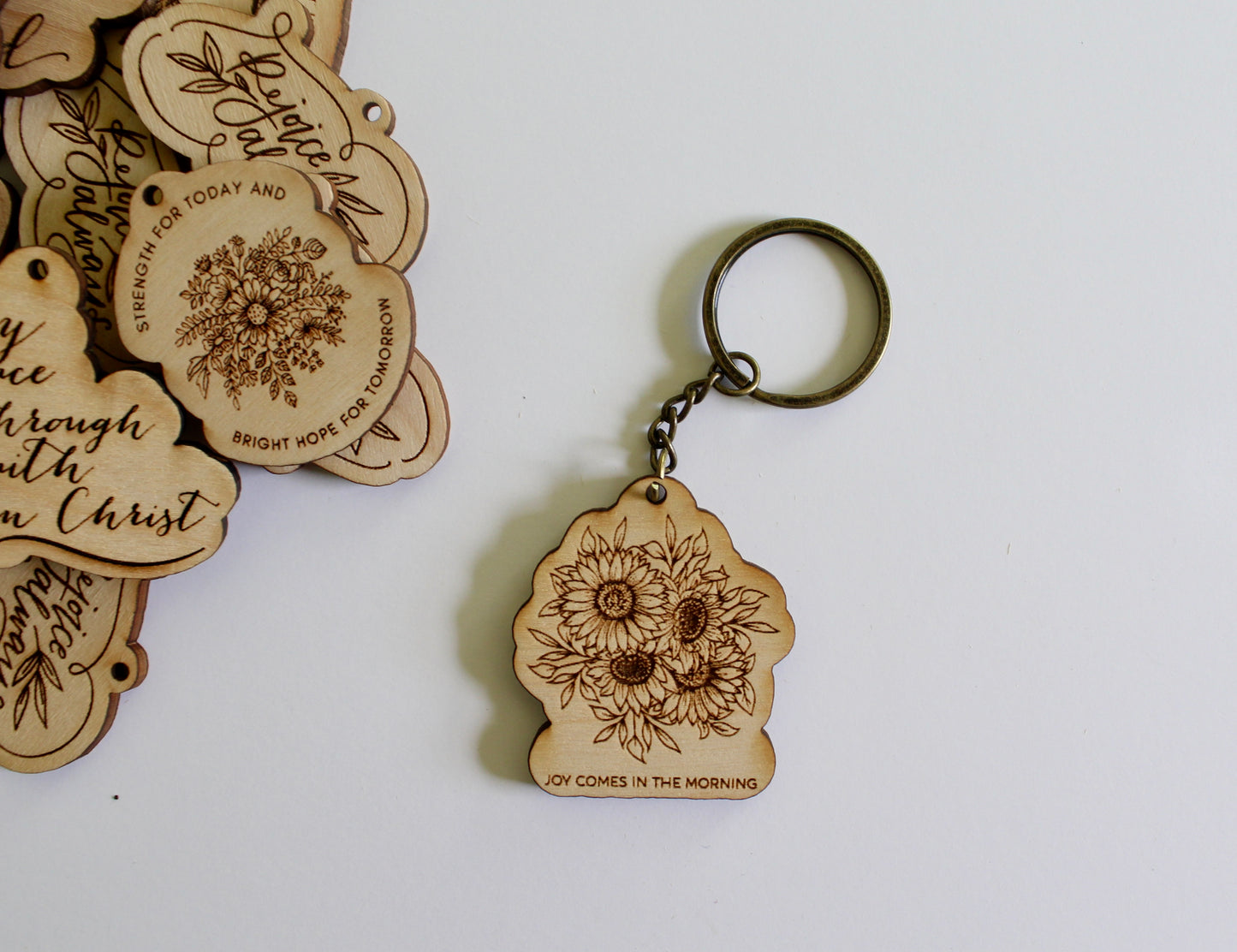 Joy Comes In The Morning | Wood Keychain